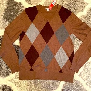 Mocha Argyle lightweight sweater